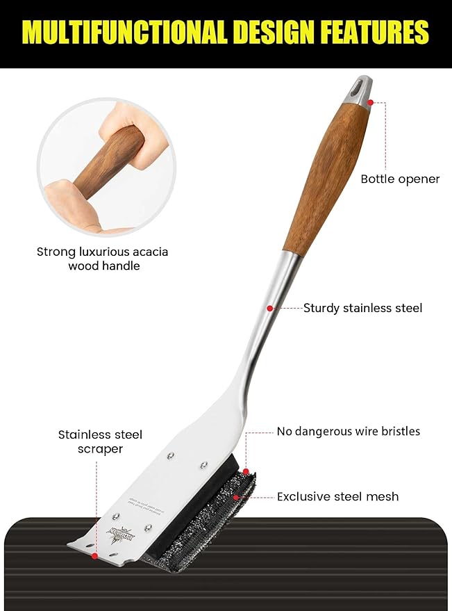 XUDAKAIXIN Bristle-Free Steam Grill Brush – No Bristle Shedding, with Replacement Head. Ultra-Safe & Efficient Cleaner for Cast Iron and Stainless Steel Outdoor Grills