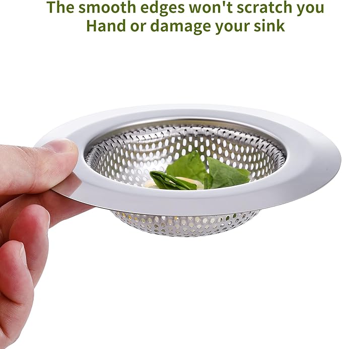 2Pcs Kitchen Sink Drain Strainer,Stainless Steel Kitchen Sink Strainer,Sink Food Catcher, 4.5" Diameter for Most of Kitchen Sinks,Anti-Clogging,Rust Resistant