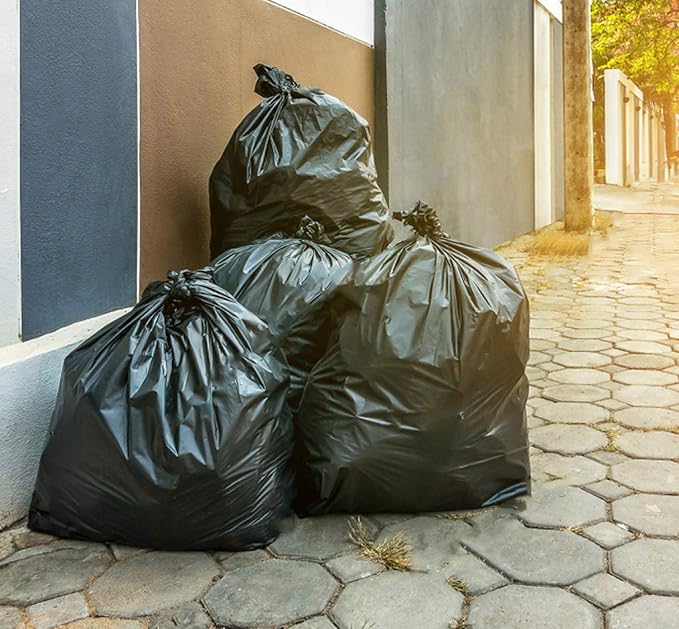 Tasker 55 Gallon Trash Bags | Value 50 Trash Bags w/Ties | Heavy Duty Extra Large Industrial Trash Bags 55 Gallon, Lawn and Leaf Bags, Extra Large Outdoor Contractor Trash Can Liners, 50-60 Gallon