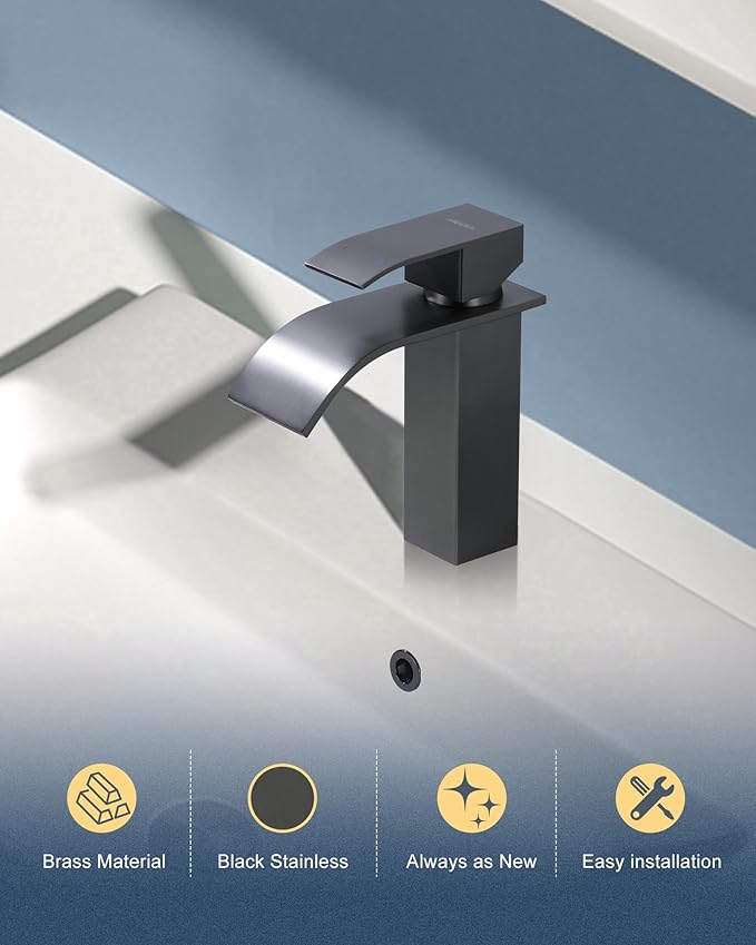 ARCORA Bathroom Sink Overflow Ring: 2 Pack Solid Brass Bathroom Vessel Sink Overflow Cover Basin Trim Ring Hole Insert Caps Black Stainless