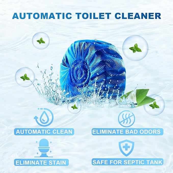 Msvvko Toilet Bowl Cleaners, Automatic Toilet Tank Cleaner Tablets, Blue Toilet Bowl Cleaner Tablets for Deodorizing & Descaling, Powerful Cleaning, Slow-Release Against Tough Stains 20 Pack