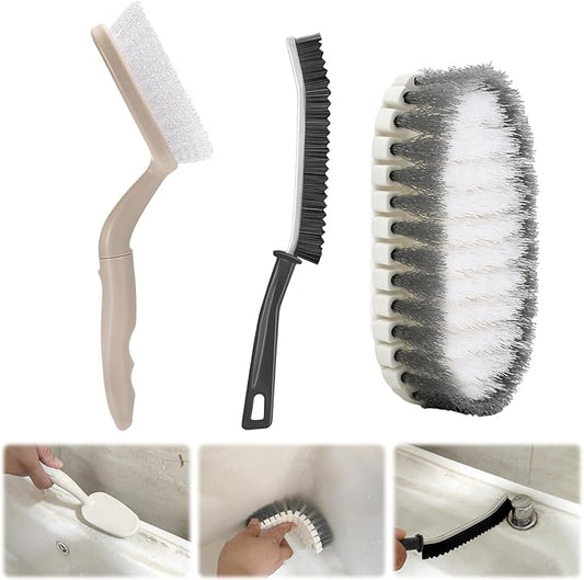 XANGNIER Bathtub Cleaning Brush Tools Kit,3 Pcs Bath Tub Scrubber Cleaner Brush with Long Handle,Shower Scrub Brushes Set for Cleaning Bathroom,Tile,Grout,Wall,Toilet,Kitchen,Sink,Floor,Carpet