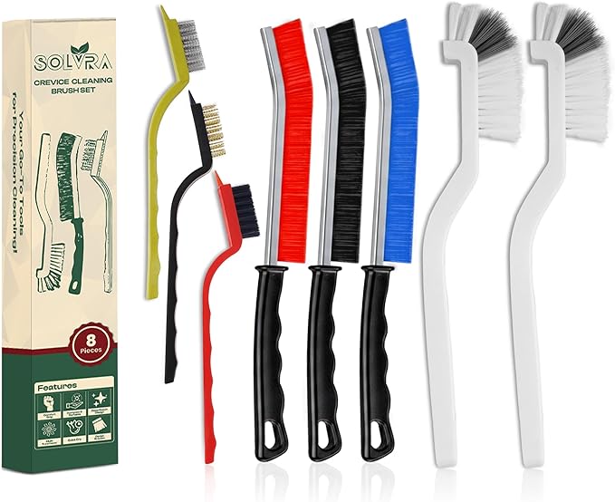 8 Pcs Crevice Cleaning Brush Set – Hard Bristle Cleaning Tools for Grout, Gaps & Narrow Spaces – Multi-Purpose Grout Brush, for Cleaning Bathroom, Shower, Window Tracks, Kitchen