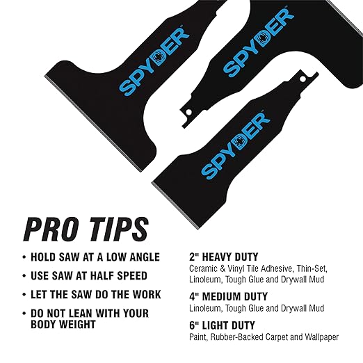 Spyder 4-inch Scraper Blade Attachment for Reciprocating Saws, Removes Tile, Linoleum, Adhesives, and More