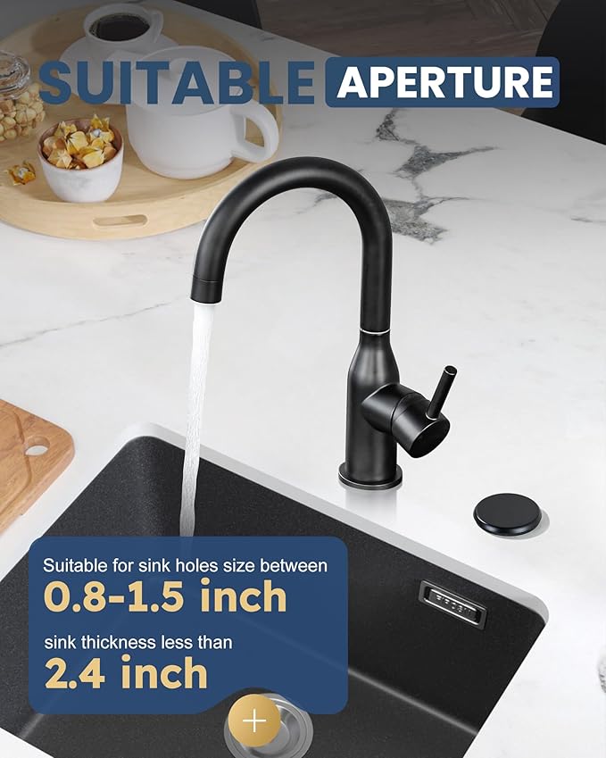 ARCORA Kitchen Sink Hole Cover: Premium Faucet Hole Plate Stopper Plug, Countertop Extra Hole Plastic Cap for Soap Dispenser Sprayer Tap, Matte Black