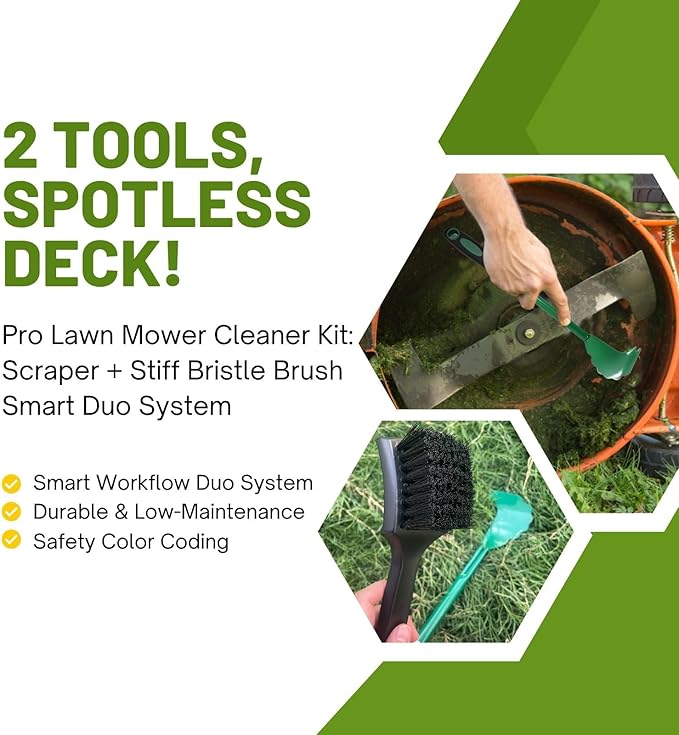 Heavy-Duty Lawn Mower Cleaning Scraper and Cleaning Stiff Brush are Used for The Maintenance and Cleaning of Outdoor Garden Lawn Mower Decks. (1 Pack)