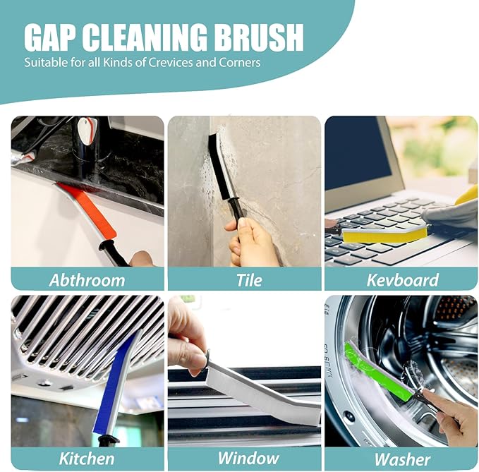 6Pcs Crevice Cleaning Brushes for Household Use, Grout Cleaner Brush, Hard Bristle Groove, Gap Cleaning Tool, Suitable for Hard-to-Reach Regional Spaces（Thick）