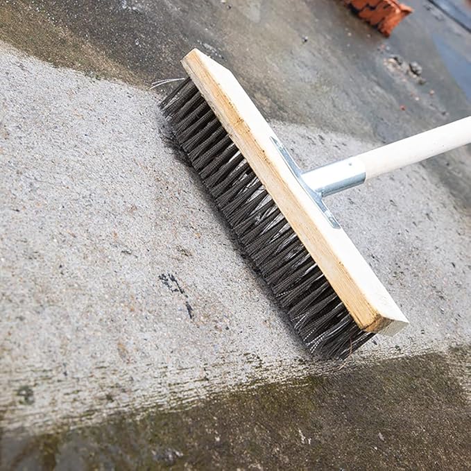 12" Heavy-Duty Rough Surface Floor Brush,Stainless Steel Wire Large Deck Scrub Brush 12" x 2.7” Removes Snow, Dirt & Grime on Drivways, Steps, Patios, Decks, Tile, Cement Without Stick (12")