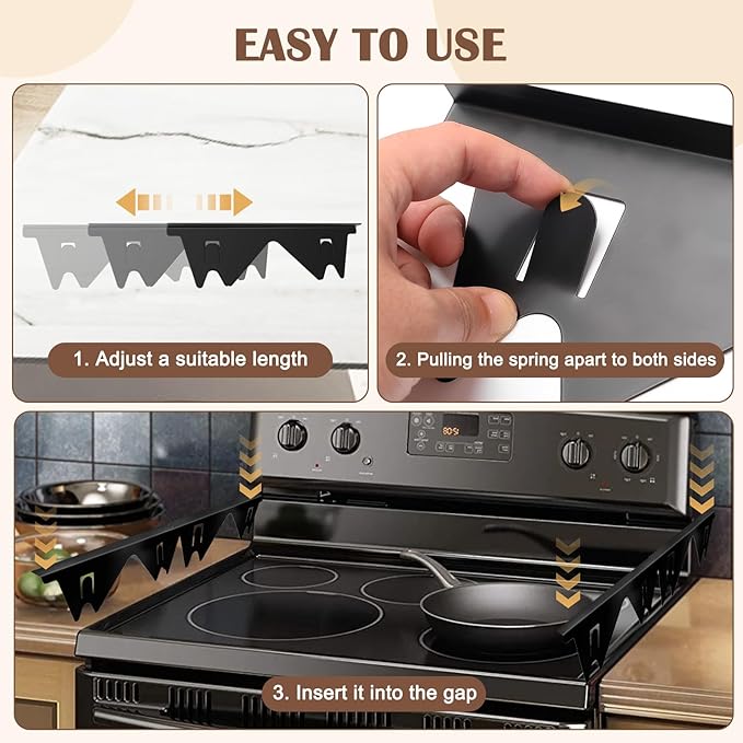 Windspeed 2 Pack Stove Gap Covers Stainless Steel Stove Counter Gap Cover for Stove Gap Filler Gap Covers Between Stove and Counter Edge Gap Cover Length 13.8" to 27.6"