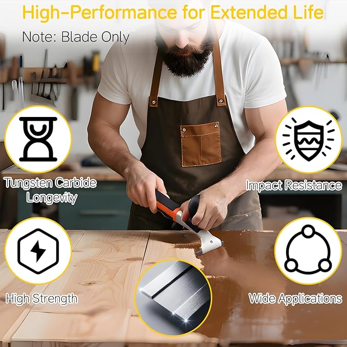 2-1/2" Replacement Premium Ergonomic Carbide Scraper Blades - Extend Your Tool's Life - Fits Heavy-Duty Scraper for Scraping Paint, Glue, Rust, Stains, Putty on Wood, Metal, Glass (2-Pack)