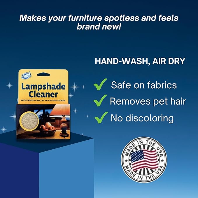 Sparkle Plenty Lampshade Cleaner - Dry Magic Dust Sponge for Lamp Shade - Dry Dusting Sponge Scrub for Fabric & Window Blinds - Effortless Duster Upholstery Cleaner for Furniture & 101 Surfaces