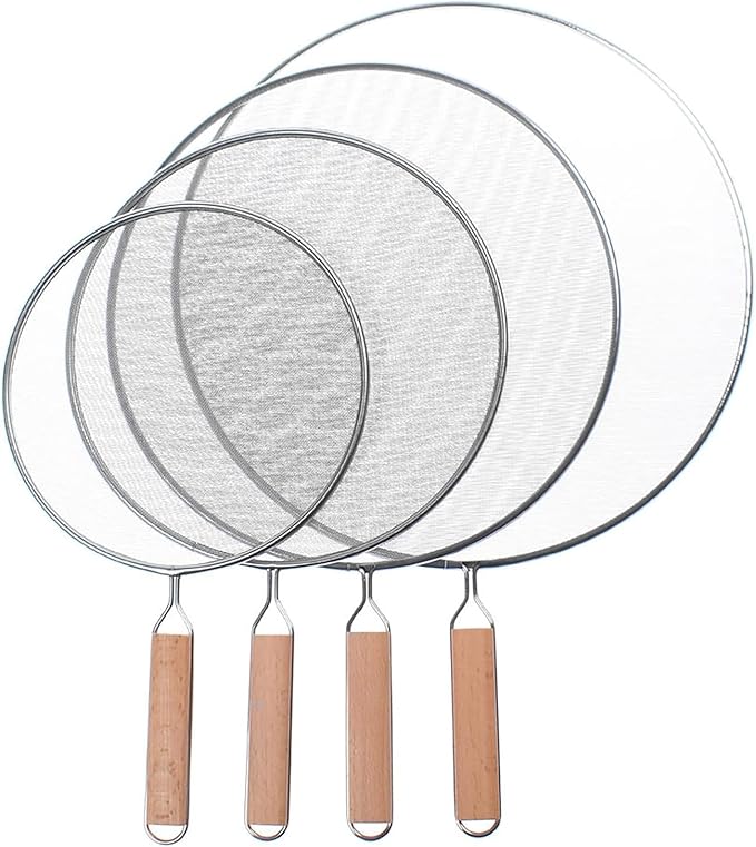8 Inch Grease Splatter Screen Guard Stainless Steel Splash Screen Protector Guards with Handle Splash-Proof Frying Pan Mesh Pot Lid Cover for Kitchen Cooking Gadgets