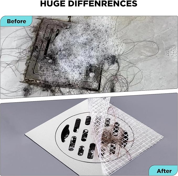 35 Pack Disposable Floor Drain Stickers, Hair Drain Stickers Disposable Shower Drain Hair Catcher Bathroom Accessories Bathtubs Mesh for Bathroom,Kitchen,Shower,Laundry (Square-35PC)
