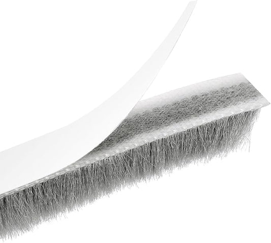 uxcell Weather Stripping Brush, 20ft L x 0.35" W x 0.35" H Self-Adhesive Seal Weatherstrip Sweep Brush Gray for Door Window