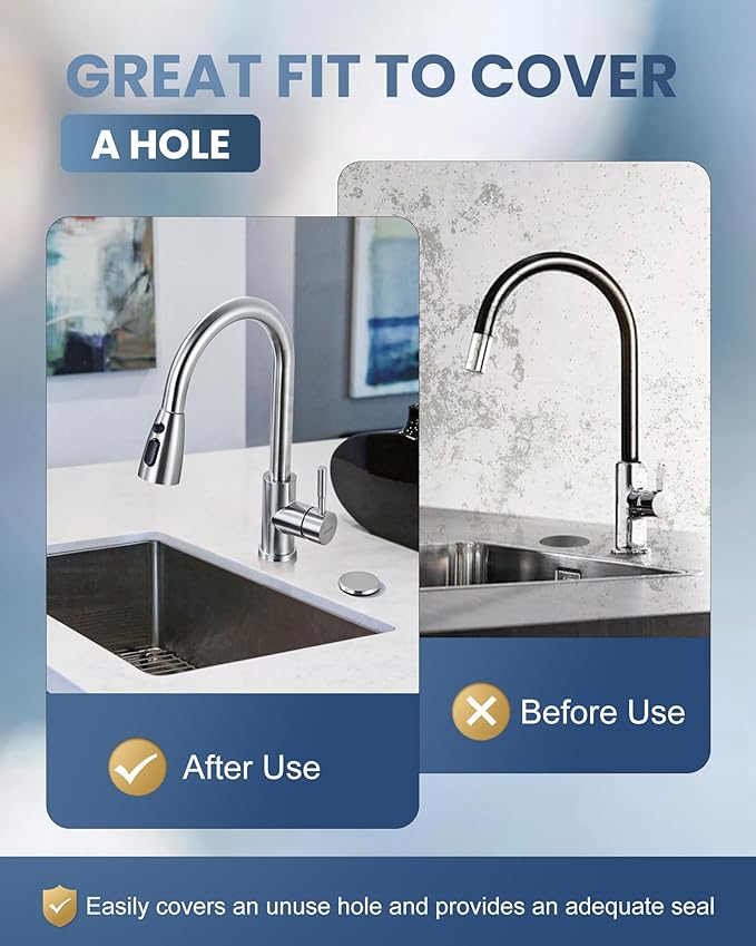 ARCORA Kitchen Sink Hole Cover: Premium Faucet Hole Plate Stopper Plug, Countertop Extra Hole Plastic Cap for Soap Dispenser Sprayer Tap, Brushed Nickel
