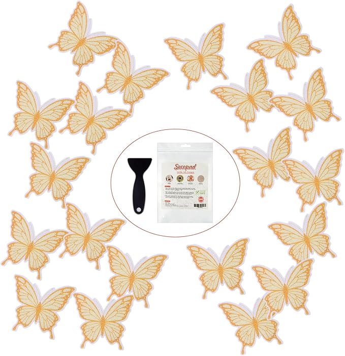 20 PCS Non Slip Bathtub Stickers, Adhesive Butterfly Anti Slip Decal Treads for Shower and Bath Tub with Premium Scraper (Gold)