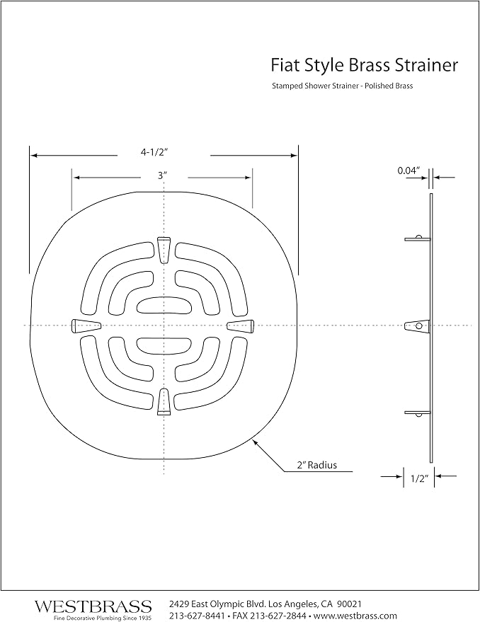 Westbrass A316-50 4-1/2" OD Brass Snap-in Shower Strainer Grid Drain Cover, Powder Coat White