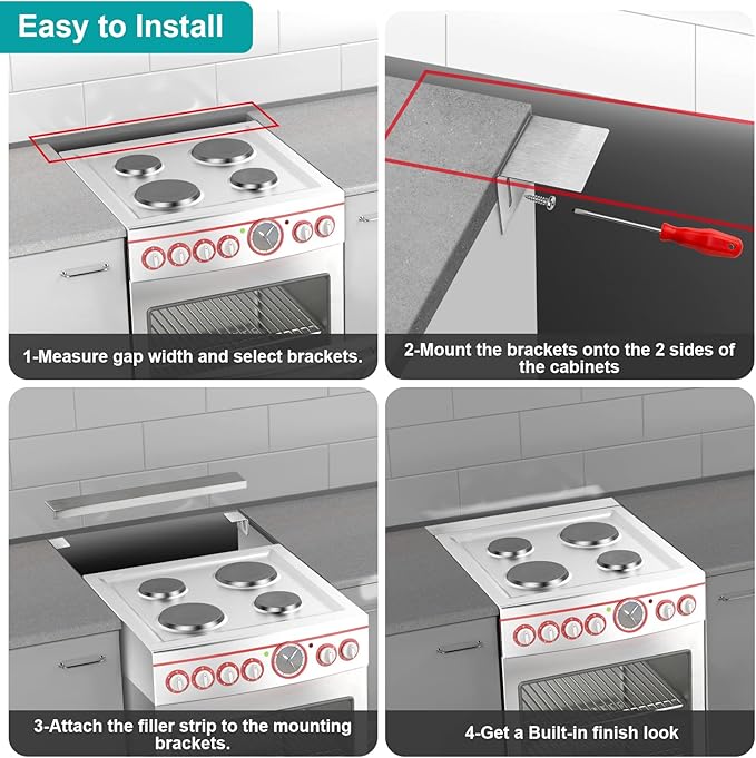 15.7" - 28" Stove Gap Filler, Slide-in Range Rear Filler Kit-Stainless Steel Backsplash for Stove, Backsplash Behind Stove Between Stove Range and Wall for Most Brand Kitchen Stoves (Silver)