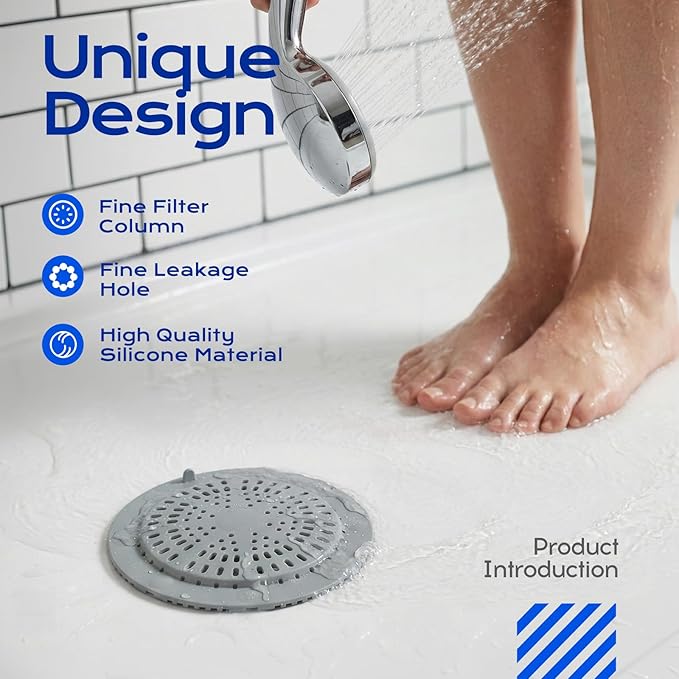 VLM 2 Pack Tub Stopper Bathtub Drain - Shower Drain Cover with 8 Strong Suction Cups, Upgraded Large Size Drain Cover for Bathtub, Shower, Laundry, Sink