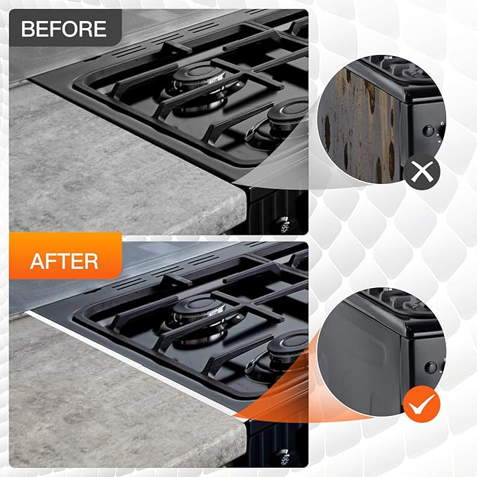 Stainless Steel Stove Gap Covers,Stove Gap Filler, Range Trim Kit, Stove Gap Guards, Heat Resistant and Easy to Clean, Easy retractable Length 13.8" to 27.5", Width 0.79",White(2PCS)