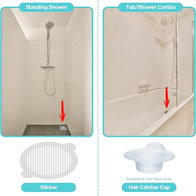 100 Pack Disposable Shower Drain Hair Catcher Mesh Stickers - Peel & Stick Drain Strainers to Prevent Clogs, Strong Waterproof Adhesive, Mess-Free Disposable Drain Covers for Shower & Bathtub