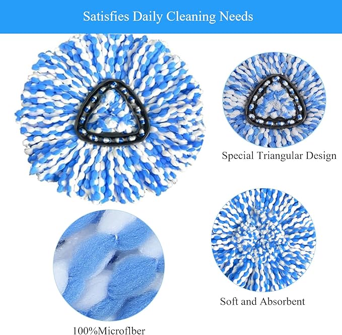 [10 Pack]Mop Heads Replacements, Spin Mop Replacement Head Deep Cleaning Machine Washable and Easy Replace,Spin Mop Refill Replacement Head 100% Microfiber,Mop Head Compatible with RinseClea