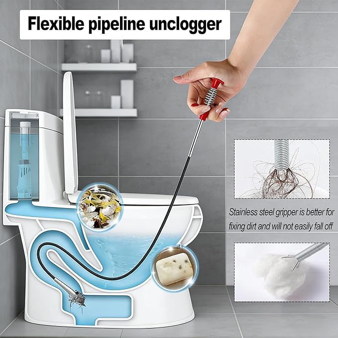 Flexible Grabber Claw Pick Up Reacher Tool with 4 Claws, Plumbing Grabber, Bendable Hose Pickup Reaching Assist Tool for Litter Pick, Home Sink, Drains, Toilet (24 Inch)