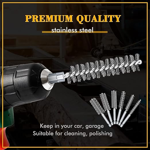 24 Pieces Bore Brush for Drill Wire Bore Brush Set Wire Cleaning Set Stainless Steel Cleaning for Power Drill Impact Driver (Stainless Steel)