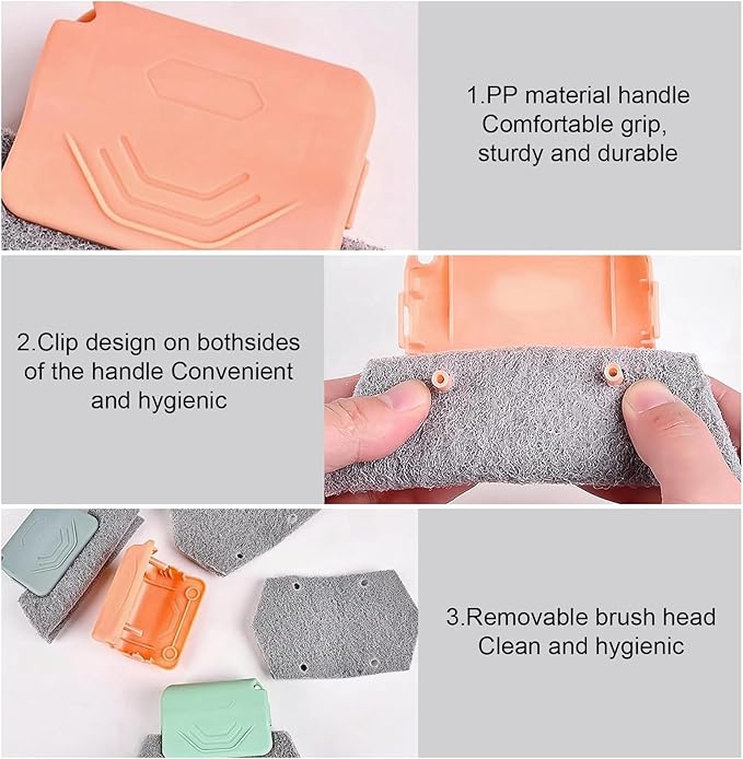 Efficient 3PCS Window Track Cleaner Set, Handheld Brushes for Deep Cleaning Window Grooves, Tile Lines, Shutters, and Car Vents, Three Colors