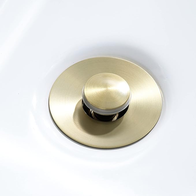 Universal Bathroom Sink Stopper - Bounce Wash Basin Drain Filter, Stainless Steel Pop Up Drain Stopper, Bullet Core Push Type Sink Stopper, Sink Drain Plug with Anti-Clogging Strainer, Brushed Gold1