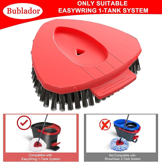 2 Pack Scrubber Mop Replace Head Compatible with O Cedar EasyWring 1 Tank,Spin Replacements Heads,Scrub Brush Attachment for Bathroom,Kitchen and Various of Hard Floors