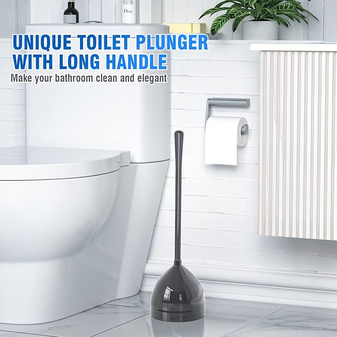 uptronic Toilet Plunger with Holder, Unique Plunger with All-Angle Design, Plungers for Bathroom with Holder, Heavy Duty Toilet Plunger for 5.7-inch Toilet Drain Bathroom Cleaning