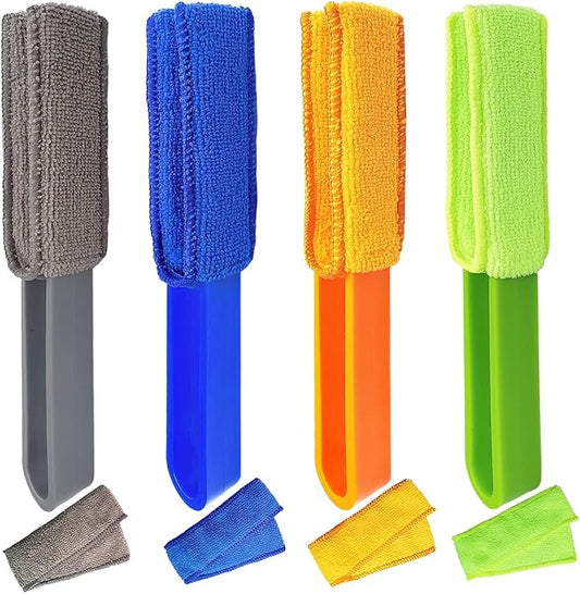 4 Pack Blinds Duster - Window Blinds Cleaner with 4 Microfiber Sleeves, Cleaning Tools for Air Conditioner Vents, Fans, Car Vents