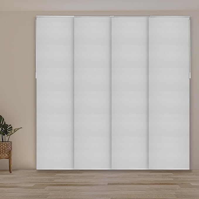 CHICOLOGY Blinds for Sliding Glass Doors , Vertical Blinds for Patio Doors , Room Divider ,Skyrise White (Light Filtering) W:46-86 x H: 0-96 inch