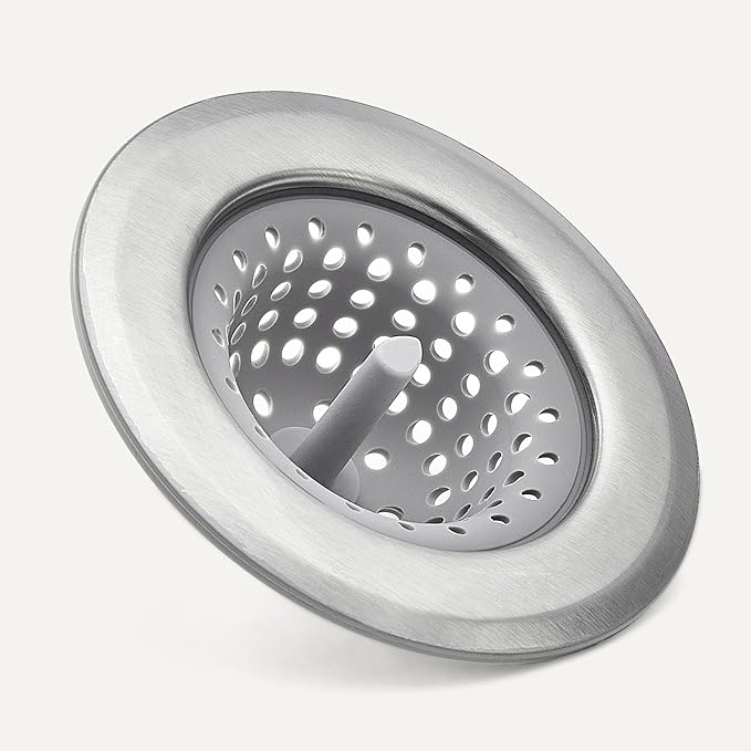 Amazon Basics 2pcs Kitchen Sink Strainer, Stainless Steel Sink Drain Strainer, Dishwasher Safe, Outer Diameter 4.4 inch/11.2cm, Inner Diameter 3 inch/7.3cm