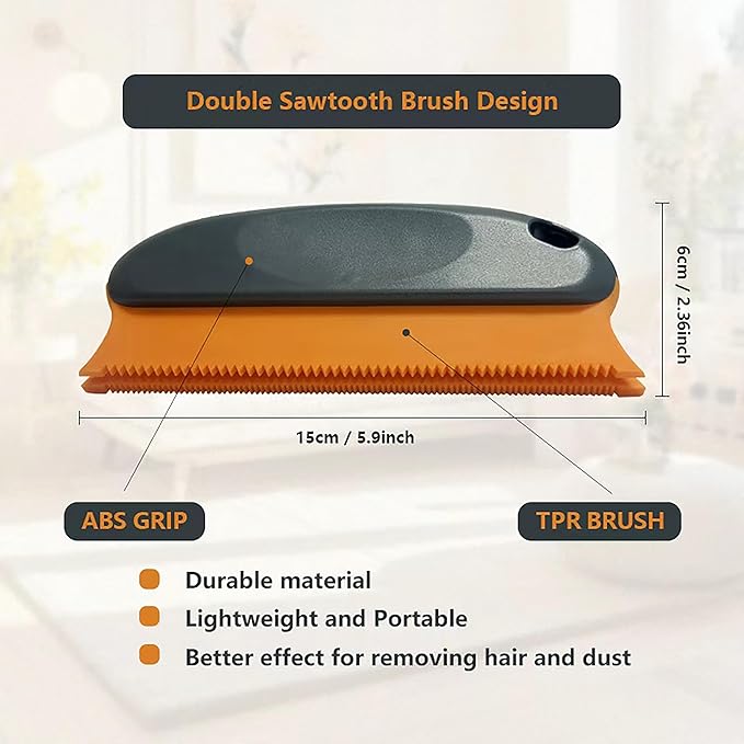 Paws & Co. Pet Hair Remover for Dogs Cats - 4-in-1 Cleaning Kit with Grooming Brush, Massage Comb & Dustpan - Fur Cleaner for Furniture, Carpet, Car, Sofa