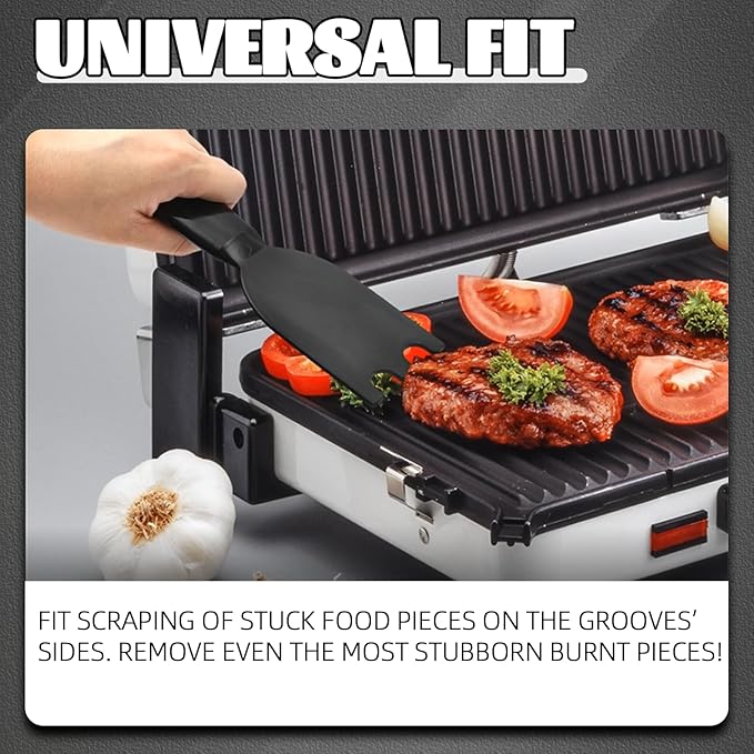 TonGass Grill Scraper for George Foreman Indoor Grills & Most Other Indoor Grills with Grooves, Heat-Resistant Grill Spatula - 2 Pack