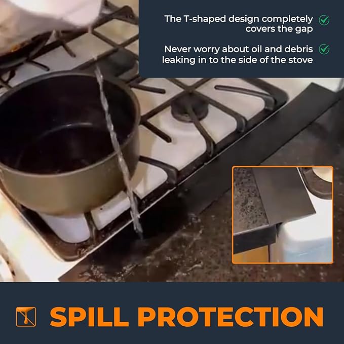 SEVCHY Silicone Stove Gap Covers (2 pack), Oven Gap Filler, Heat Resistant Stove Gap Filler, Seal Gap between Stovetop and Counter, Easy Clean (21 inch, Black)