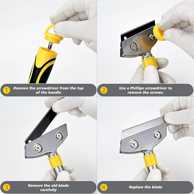 EHDIS Razor Blade Scraper,4 Inch Razor Blade Scraper Tool Tile Paint Scraper Floor Wall Paper Removal Smoothing Scraper for Wood,Window Glass Wallpaper Remover,Painting Stripping, Adhesive Removal