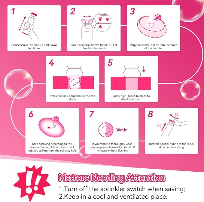 Foaming Drain Cleaner, Sink Cleaner and Deodorizer, Drain Clog Remover for Kitchen Sinks, Tubs, Shower Drains (1 Pcs)