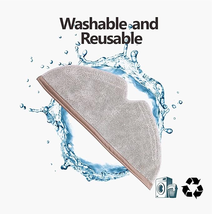 Vacuum Mop Replacement Pads Compatible With Roborock S5,S5 Max,S6,S6 MaxV, E4,S6 Pure,Q7,Q7 Max,Q5,Q5 Pro,Q5 Pro+,Q8 Max,E5,E35,E2,E25,Q8 Max+ Robot Vacuum,2 Pack Microfiber Mop Pads