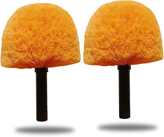 2 Pack Robust Cobweb Duster Head Brush – Superior Twist-On Web Cleaning Tool – Spider Web Remover Brush Compatible with Standard 3/4 Inch Threaded Poles for Outdoor & Indoor Use – Head Only (Orange)