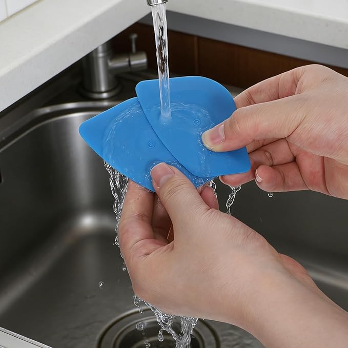 Pan Scraper Tool 5 Pack Plastic Pots Scraper Dish Scrapers for Cast Iron Food Scrapers Tool Non-Scratch Plastic Bowl Scraperes for Cleaning Grease Burnt Food （Blue)