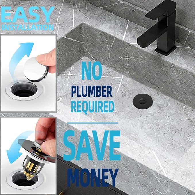 Universal Bathroom Sink Stopper, Pop Up Sink Stopper with Basket Hair Catcher, Anti Clogging Sink Drain Filter for 1.06"-1.65" Drain Holes