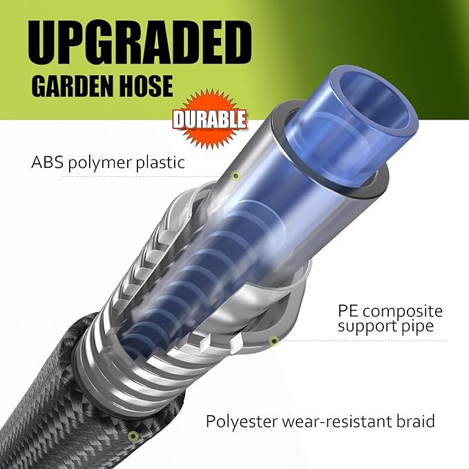 Relxitl Garden Hose, Flexible Water Hose, Ultra Lightweight Non-Expanding hose with 10 Function Sprayer, Leak proof, Pressure Resistant for Yard, Outdoor (Black, 75FT)