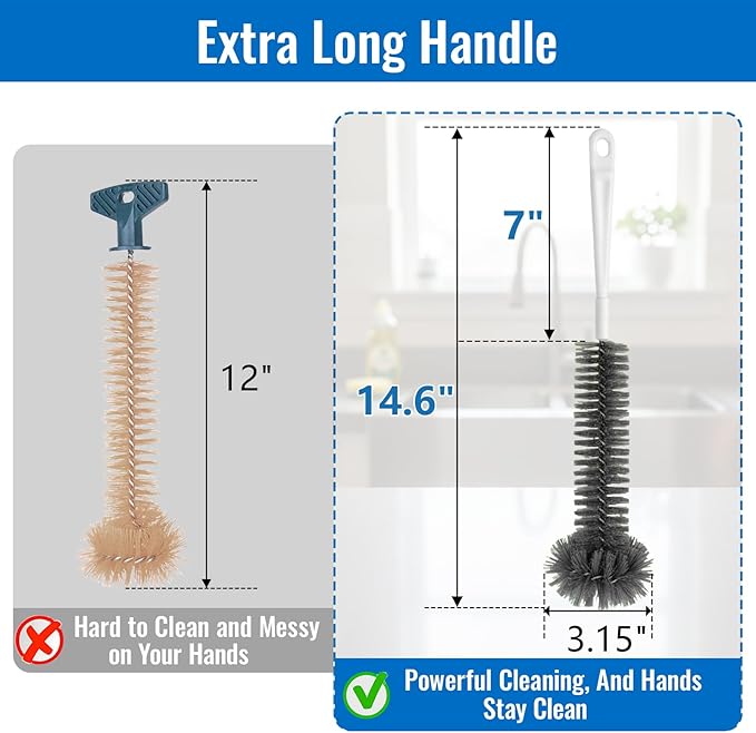 Garbage Disposal Cleaning Brush with 14.6" Long Handle – Deep Clean for Sink Disposal, Removes Odor & Residue, Universal Fit, Durable and Easy to Rinse