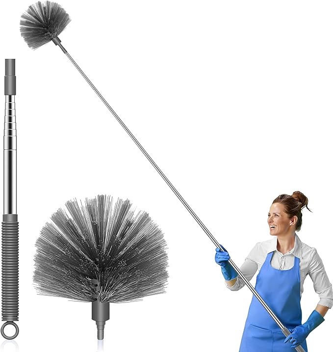 SetSail Cobweb Duster with Extension Pole, Retractable Dusters for Cobweb Cleaning 81-inch Long Handle Spider Web Brush for Outdoor Indoor High Ceilings, Grey