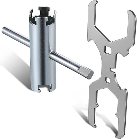 Feekoon 3 Way Sink Strainer Wrench, Basket Strainer Wrench with Sliding Handle, Multifunction Plumber's Tool Fits 1-3/4", 2", 2-1/2" Nuts for Installing and Locking Sink Nuts