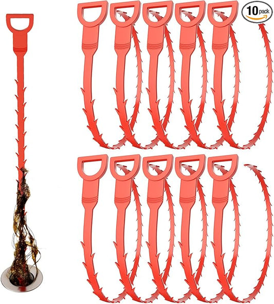 10pcs Drain Cleaner Spiral, 25 in Ergonomic Handle Pipe Cleaning Screws Sticks, Effective for Manual Removal of Hair and Deposits in Bathroom Kitchen For Bath Tub, Toilet, Kitchen Sink, Sewer