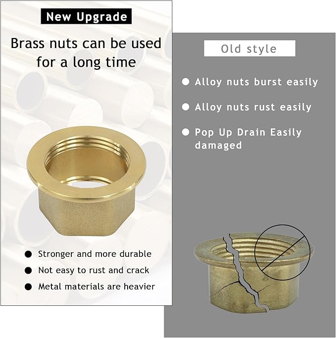 Bathroom Sink Drain, Gold Drain Stopper Bathroom Sink Without Overflow,Pop Up Drain Assembly Without Detachable Strainer Basket,Built-in Anti-Clogging Strainer,Stainless Steel Gold